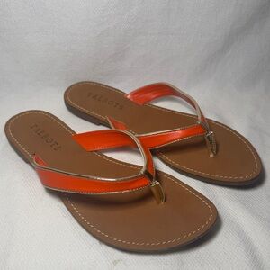 Talbots Orange with Gold Trim Flip Flops Sandals Shoes Size 8 NWOT‎